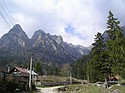 Vedere de la telecabina din Busteni spre Valea Seaca dintre Clai. In stanga este varful Claia Mare (1863 m) iar in dr